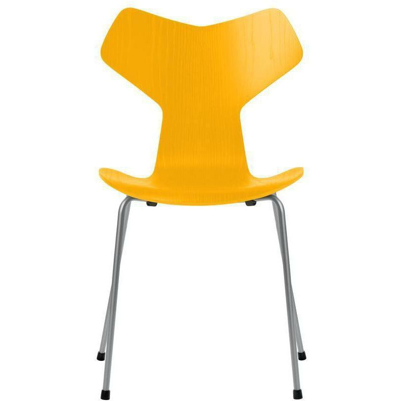 Fritz Hansen Grand Prix Chair Dyed Ash True Yellow Shell, Silver Grey Base