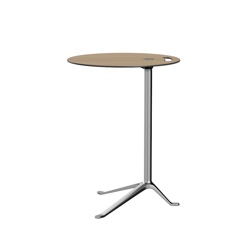 Fritz Hansen Ks12 Little Friend Table, Polished Aluminium/Oak Laminate