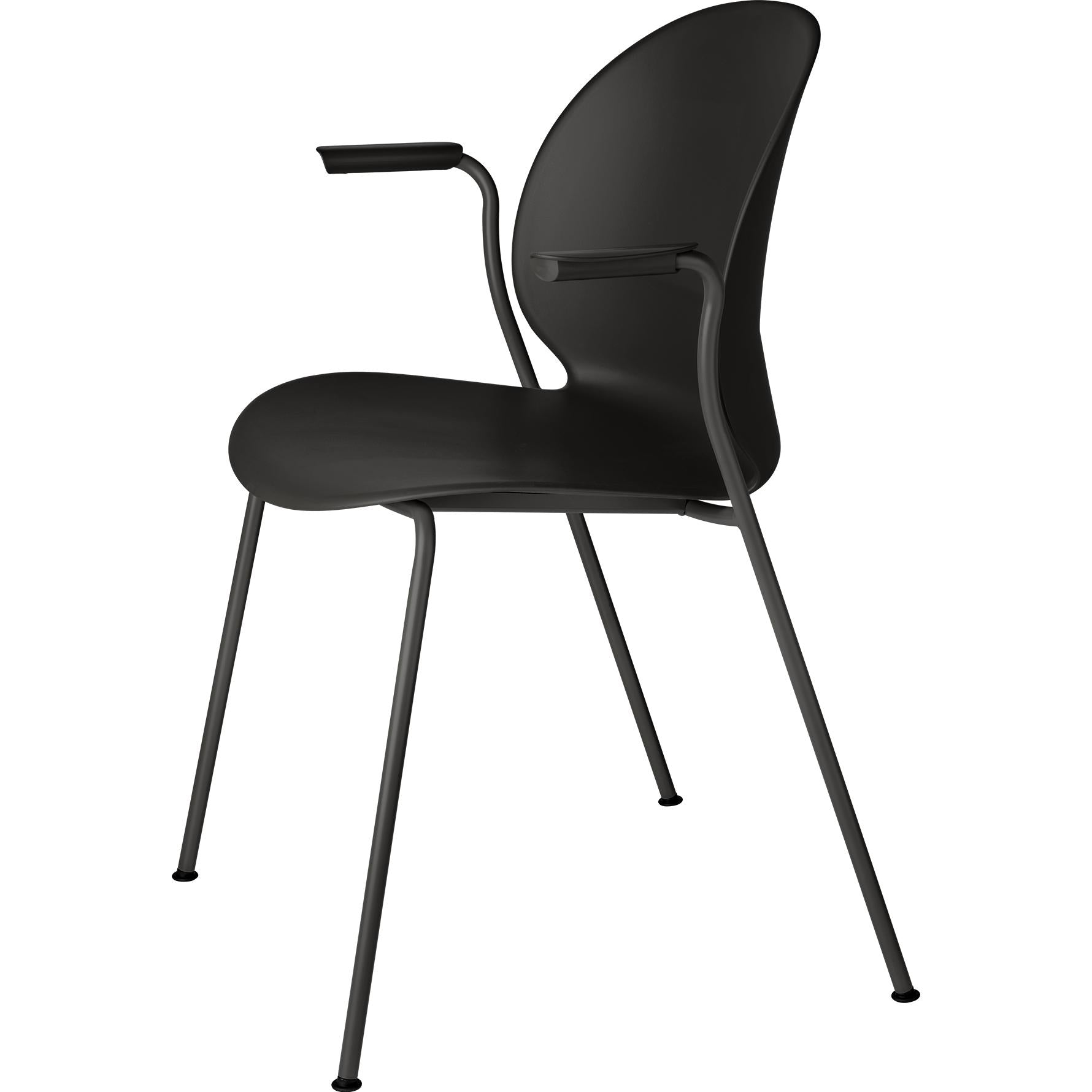 Fritz Hansen N02 Recycle krzesło z podłokietnikiem monochromatycznym 4 nogi, czarny