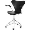 Fritz Hansen Serie 7 Swivel Armchair Front Upholstery Leather, Soft Black