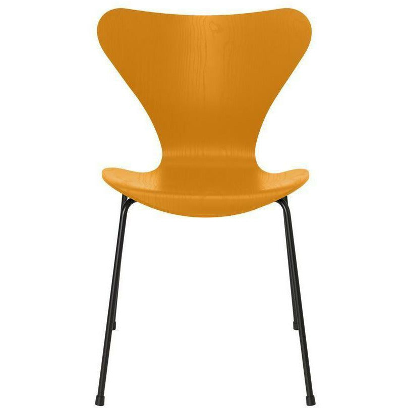 Fritz Hansen Series 7 Chair Dyed Ash Burnt Yellow Bowl, Black Base