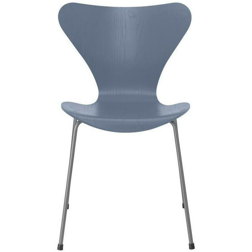 Fritz Hansen Series 7 Chair Dyed Ash Dusk Blue Bowl, Silver Grey Base