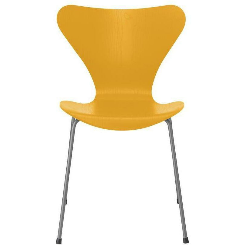 Fritz Hansen Series 7 Chair Dyed Ash True Yellow Bowl, Silver Grey Base