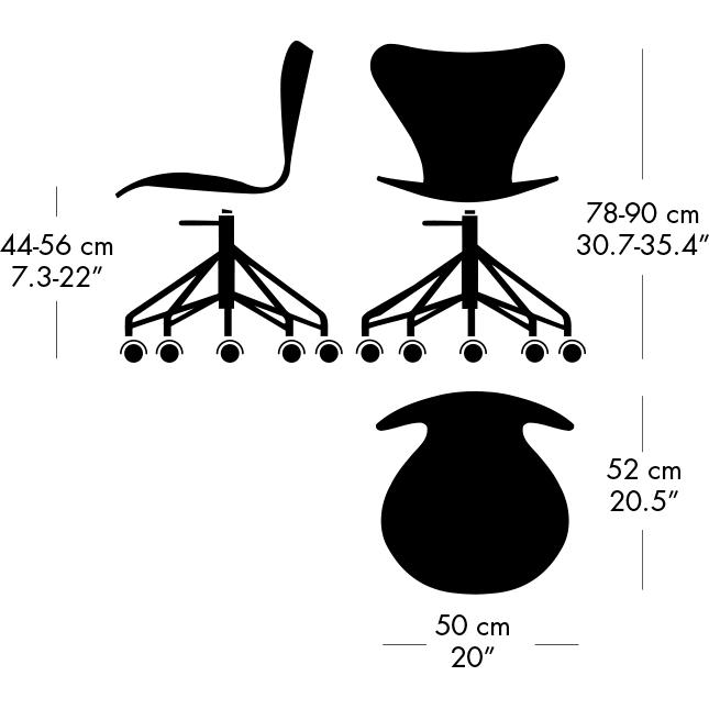 Fritz Hansen Series 7 krzesło obrotowe Obrotowe krzesło Pełna tapicerka Niezbędna, czarna