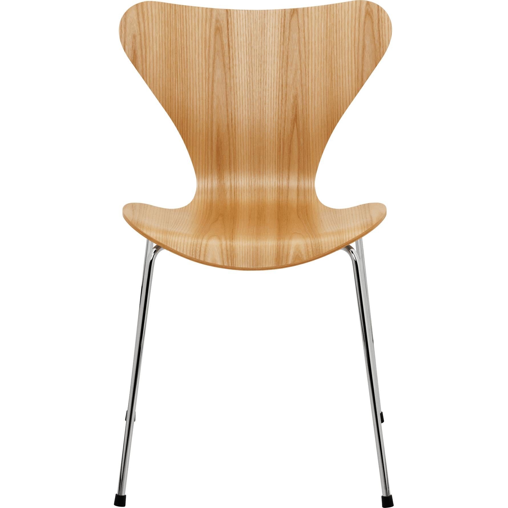 Fritz Hansen Series 7 Friner Cleneer Elm Shell, chromowana stalowa podstawa