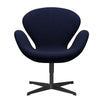 FRITZ HANSEN SWAN SALOUGE Black Lanquered/Divina Melange Dark Blue