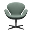 Fritz Hansen Swan Lounge Chair, Black Lacquered/Re Wool Aqua/Natural