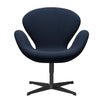  Swan Lounge Chair Black Lacquered/Steelcut Ocean Blue Dark