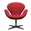  Swan Lounge Chair Black Lacquered/Steelcut Trio Red