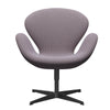  Swan Lounge Chair Black Lacquered/Steelcut Trio White/Violet