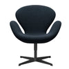  Swan Lounge Chair Black Lacquered/Sunniva Black/Navy