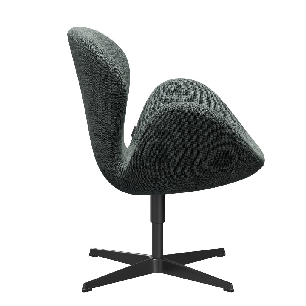 [product_category]-Fritz Hansen Swan Lounge Chair, Black Lacquered/Sunniva Black/White-Fritz Hansen-3320-SV163-BLLA-FRI-3