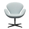  Swan Lounge Chair Black Lacquered/Sunniva White/Light Blue