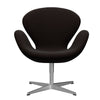  Swan Lounge Chair Satin Brushed Aluminium/Fame Dark Brown