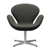  Swan Lounge Chair Satin Brushed Aluminium/Rime Dark Grey/Khaki