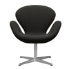  Swan Lounge Chair Satin Brushed Aluminium/Steelcut Trio Dark Brown