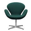  Swan Lounge Chair Satin Brushed Aluminium/Steelcut Trio Dark Green