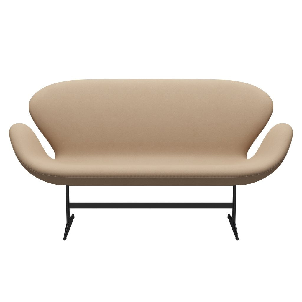 Fritz Hansen Swan Sofa 2 osobę, czarny lakier/komfort beżowy (61003)