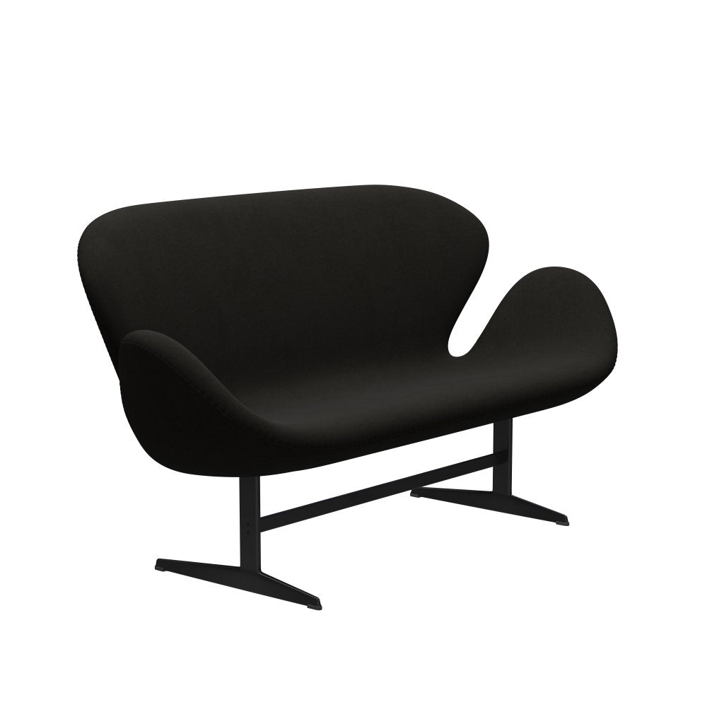 Fritz Hansen Swan Sofa 2 osobę, czarny lakier/komfort czarny (61013)