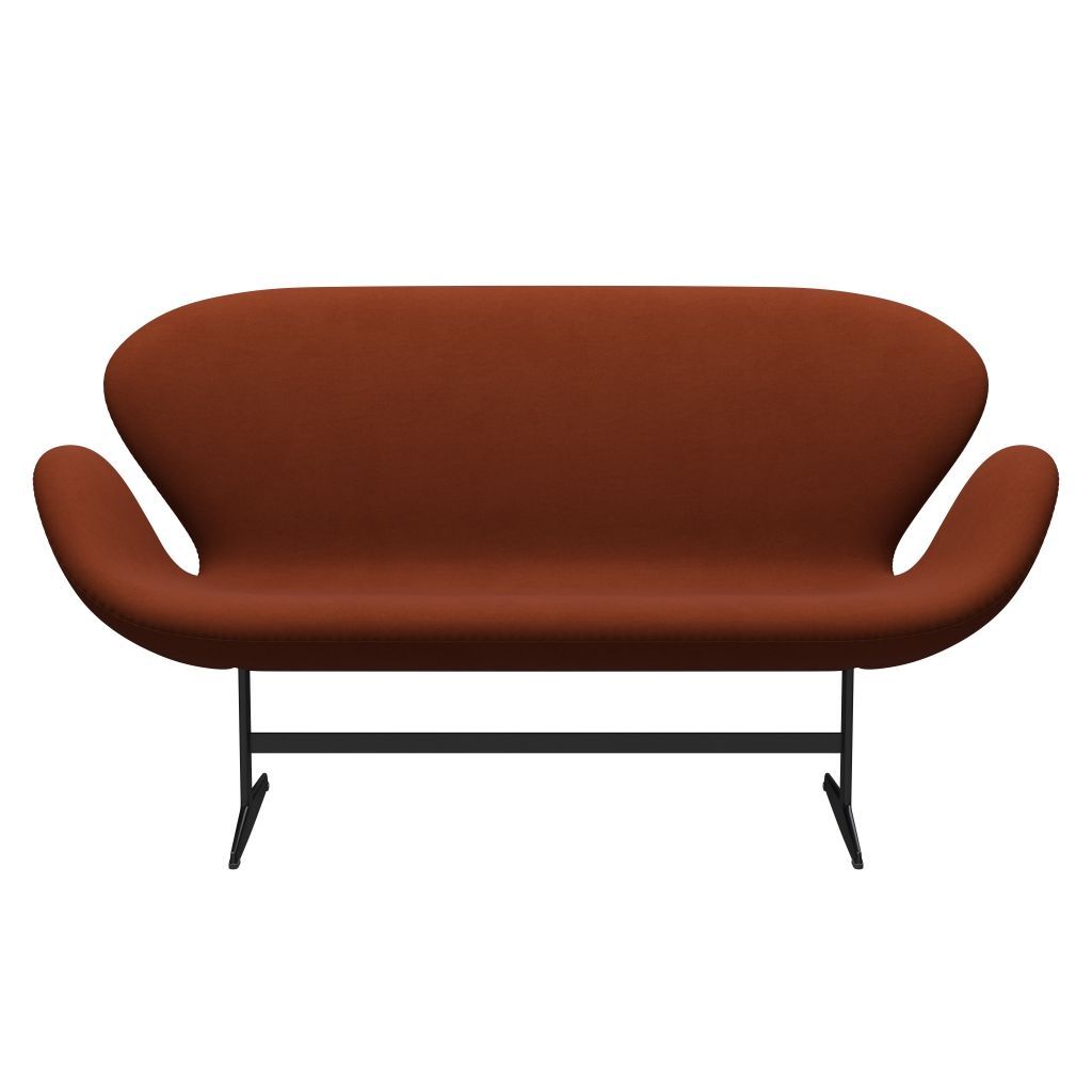 Fritz Hansen Swan Sofa 2 osobę, czarny lakier/komfort ciemnoczerwony (61018)