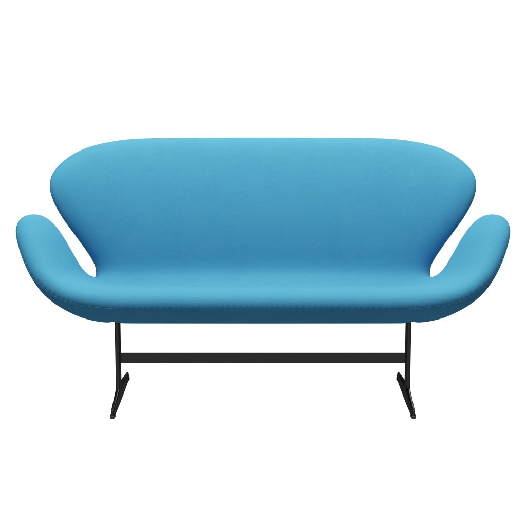 Fritz Hansen Swan Sofa 2 osobę, czarny lakier/komfort jasnoniebieski (66010)