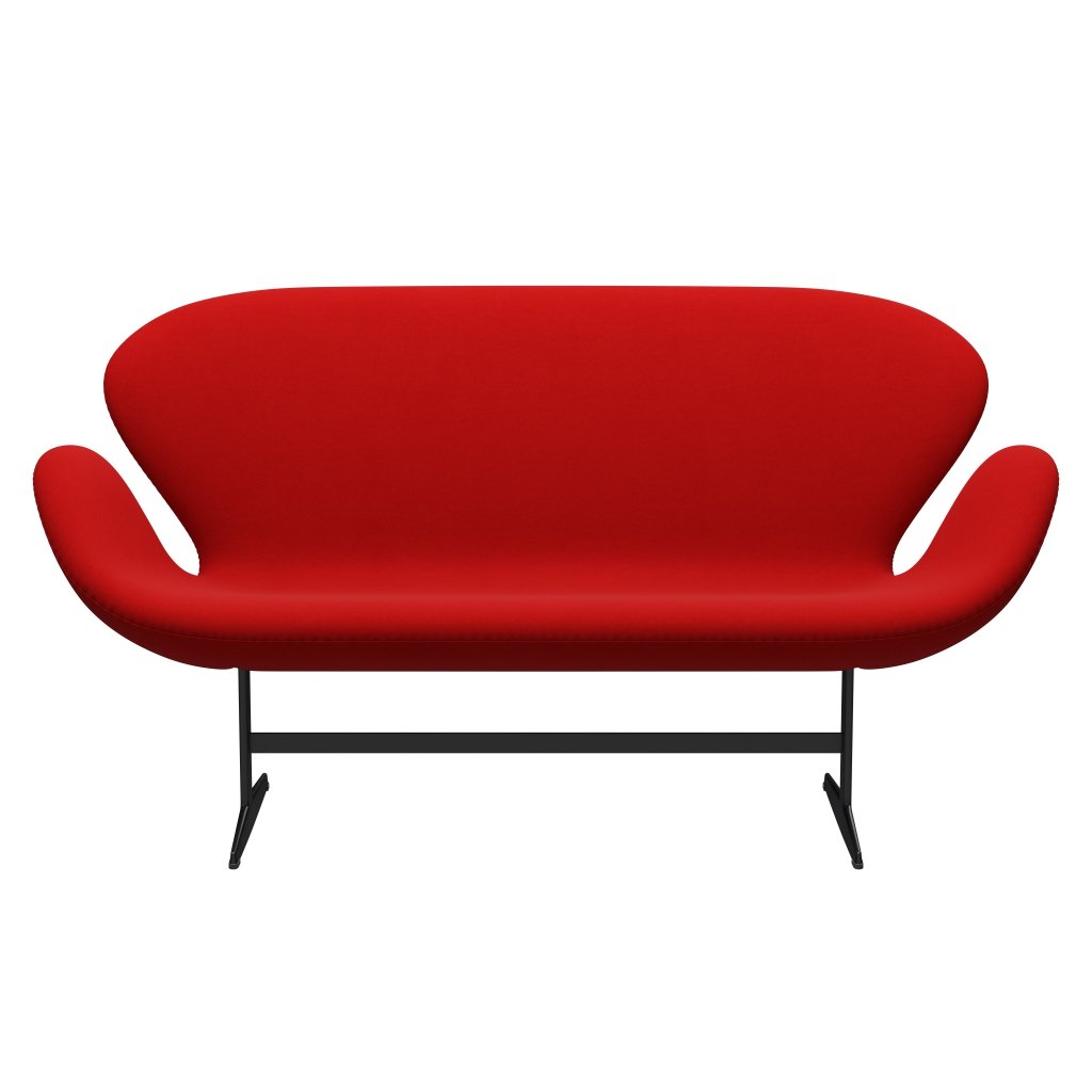 Fritz Hansen Swan Sofa 2 osobę, czarny lakier/komfort czerwony (64003)