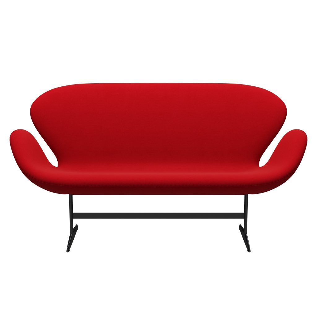 Fritz Hansen Swan Sofa 2 osobę, czarny lakier/komfort czerwony (64013)