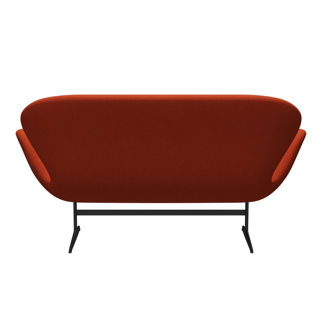 Fritz Hansen Swan Sofa 2 Seater, Black Lacquered/Comfort Rust Red (09055)