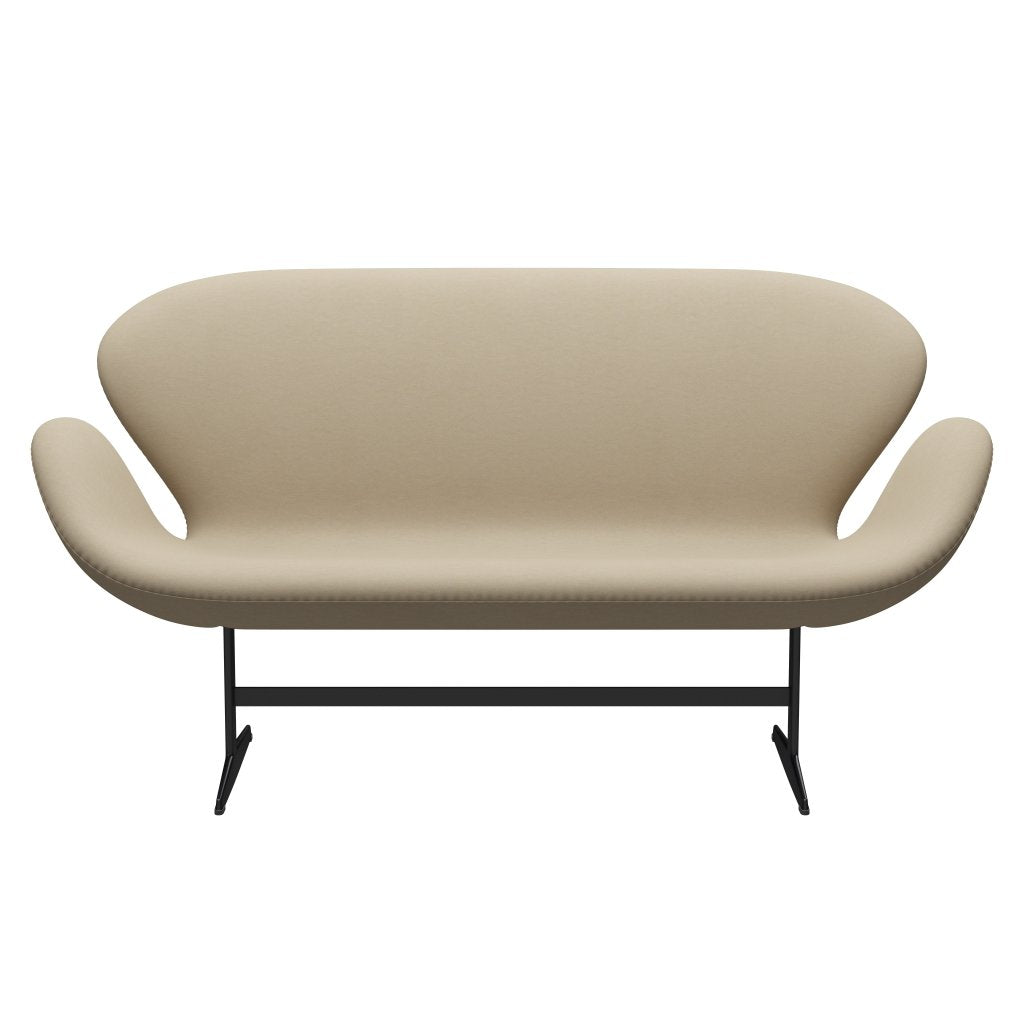 Fritz Hansen Swan Sofa 2 osobę, czarne lakierowane/komfortowe światło piasku (61002)