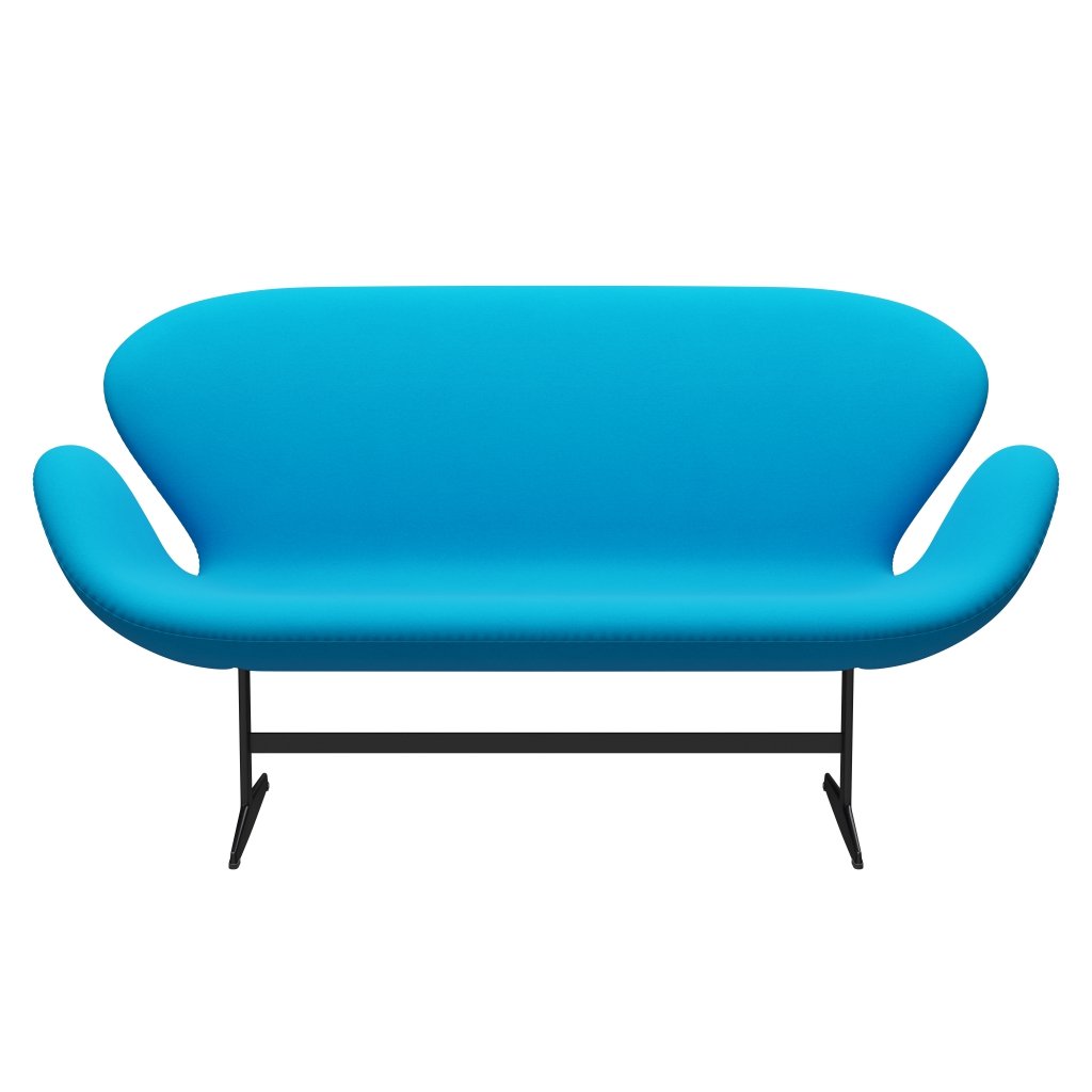 Fritz Hansen Swan Sofa 2 osobę, czarny lakierowany/komfortowy turkus (67001)