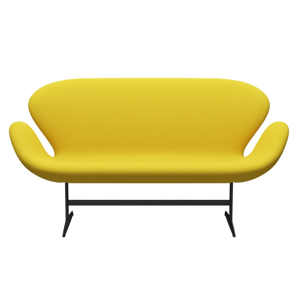 Fritz Hansen Swan Sofa 2 osobę, czarny lakier/komfort żółty (62003)