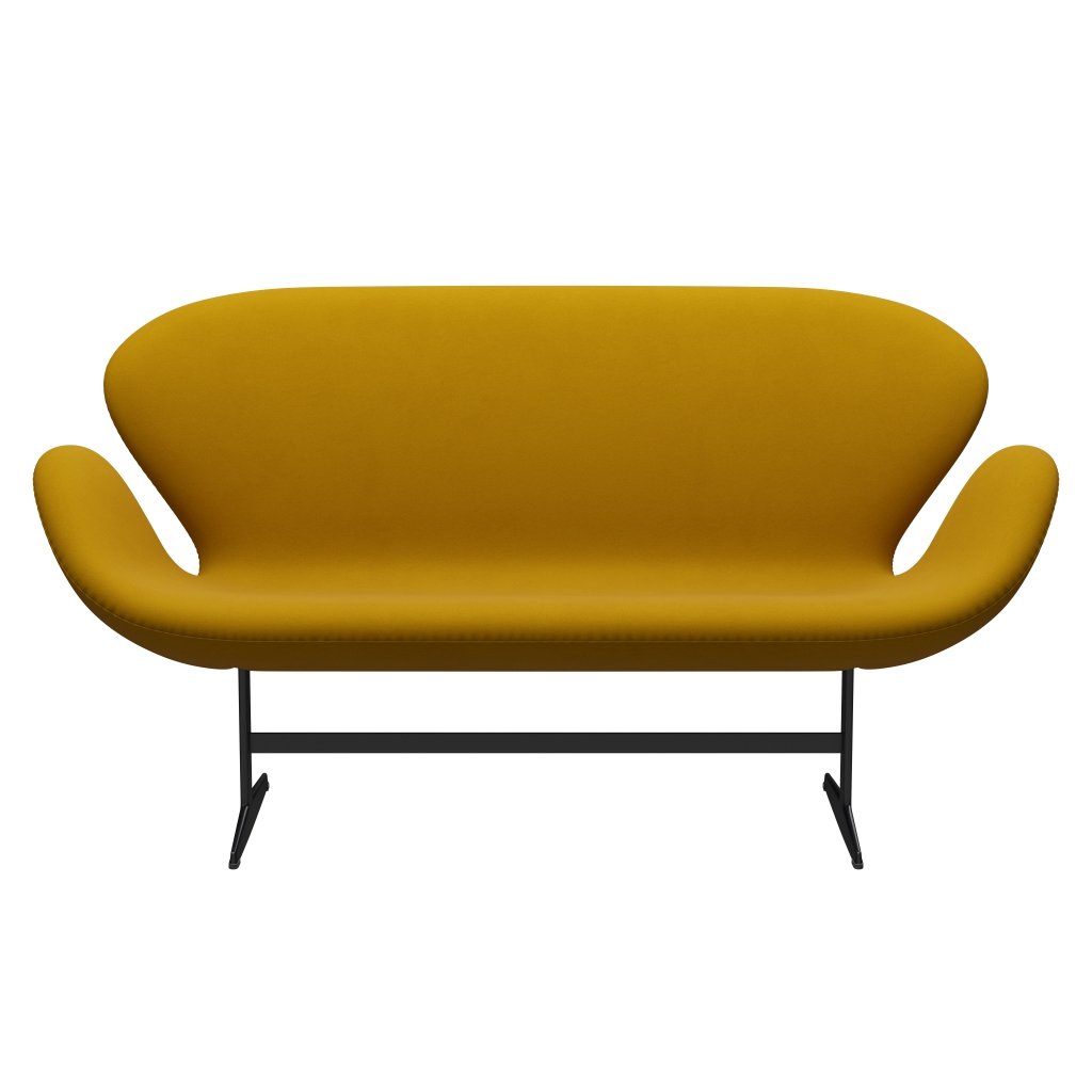 Fritz Hansen Swan Sofa 2 osobę, czarny lakier/komfort żółty (62004)