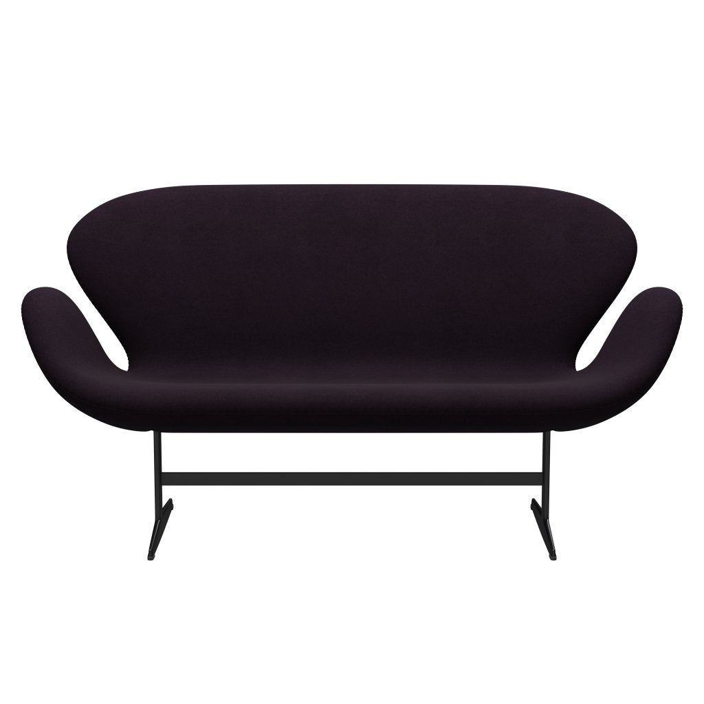 Fritz Hansen Swan Sofa 2 Seater, Black Lacquered/Divina Aubergine (376)