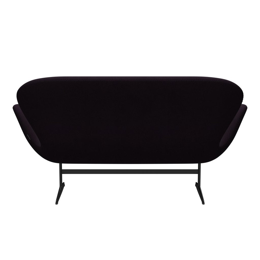 Fritz Hansen Swan Sofa 2 osobę, czarny lakier/bakłażon Divina (376)