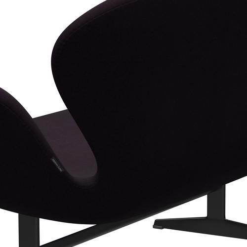 Fritz Hansen Swan Sofa 2 osobę, czarny lakier/bakłażon Divina (376)