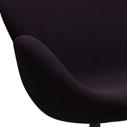 Fritz Hansen Swan Sofa 2 osobę, czarny lakier/bakłażon Divina (376)