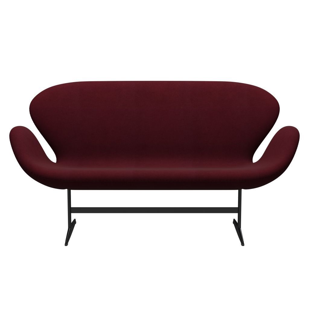 FRITZ HANSEN SWAN SOFA 2 SEART, Black Lanquered/Divina Bakłażan (671)