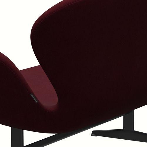 FRITZ HANSEN SWAN SOFA 2 SEART, Black Lanquered/Divina Bakłażan (671)