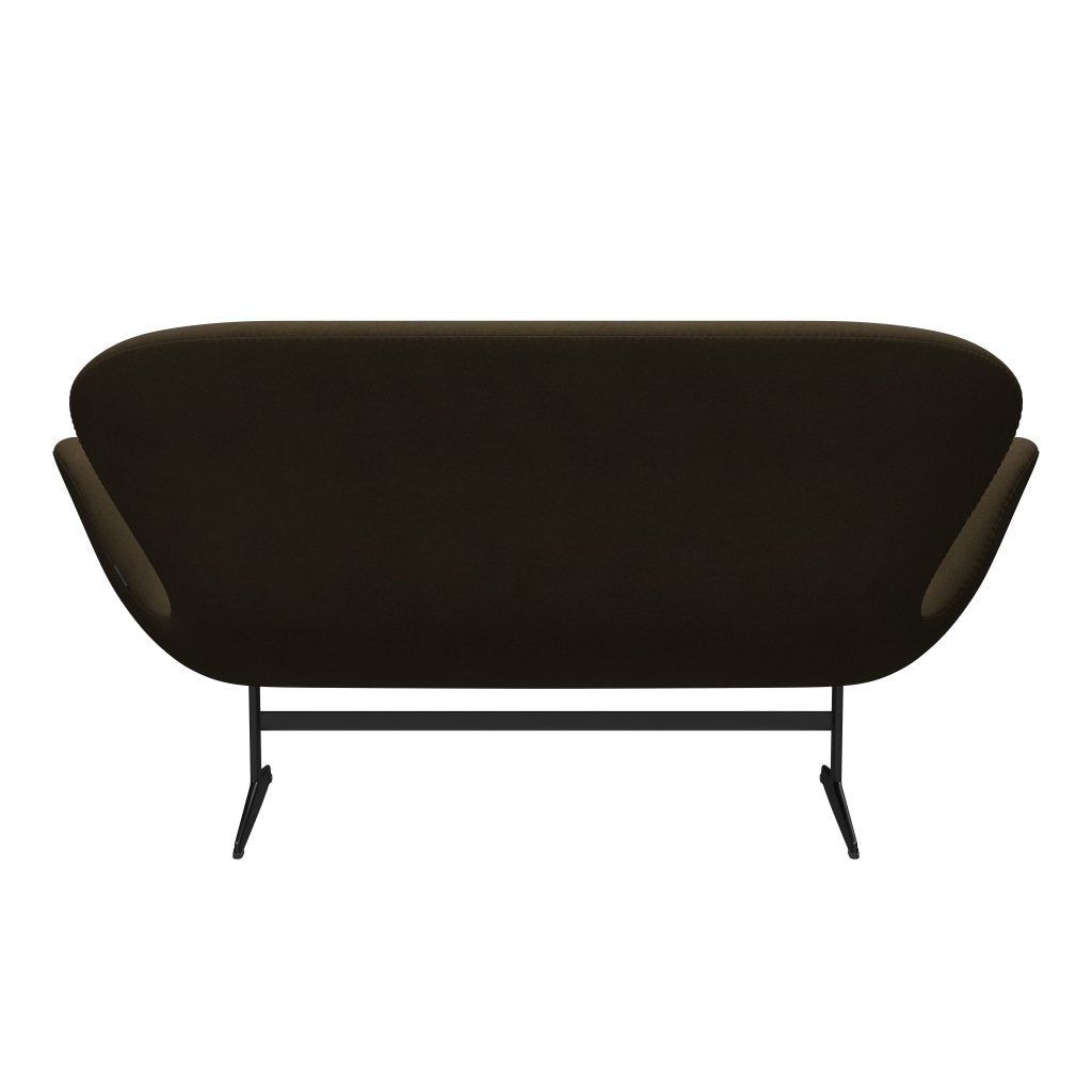 Fritz Hansen Swan Sofa 2 osobę, czarny lakier/Divina Brown (984)