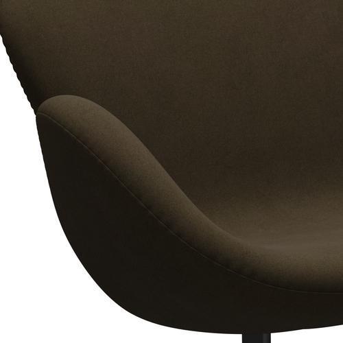 Fritz Hansen Swan Sofa 2 Seater, Black Lacquered/Divina Brown (984)