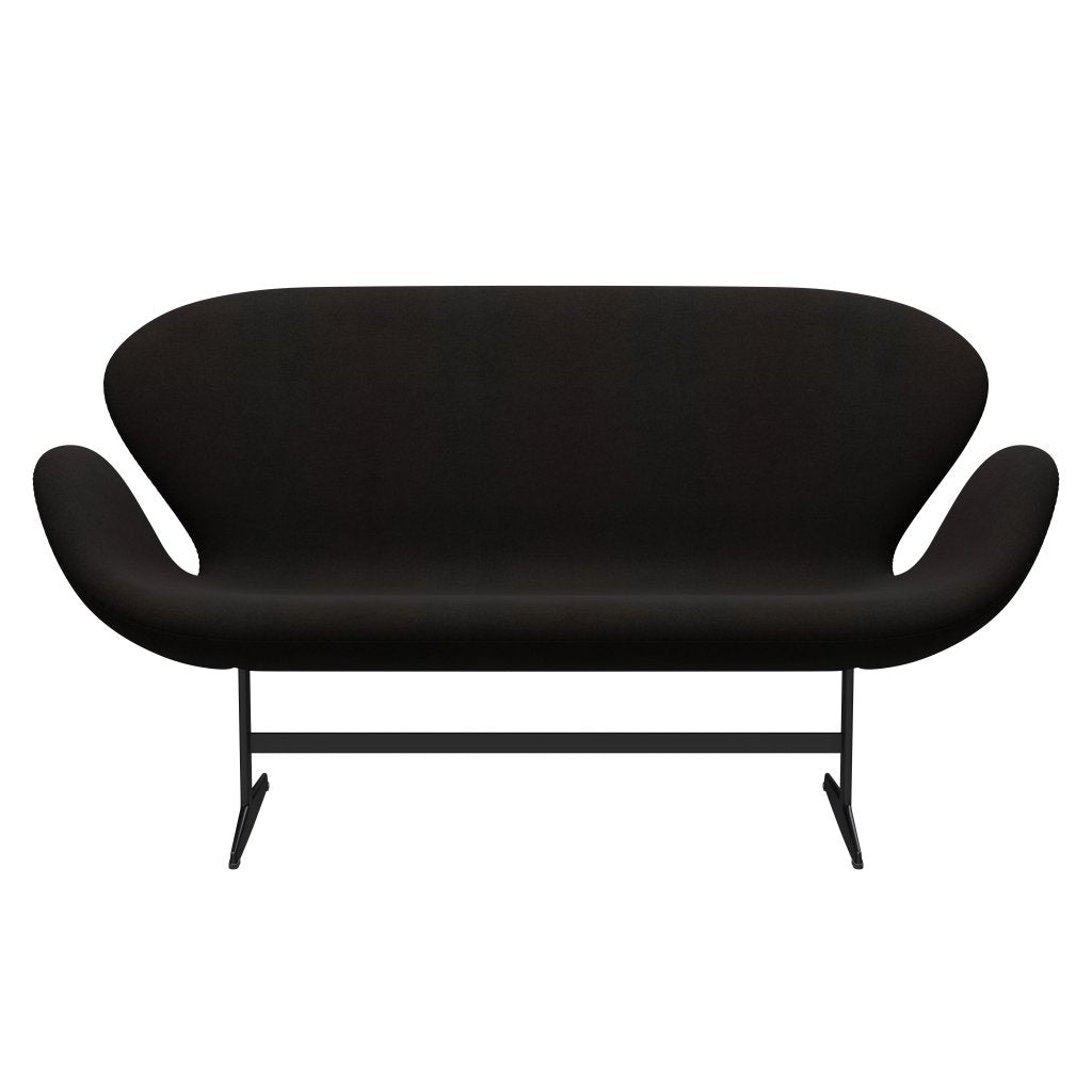 Fritz Hansen Swan Sofa 2 osobę, czarny lakier/Divina Dark Brown (384)