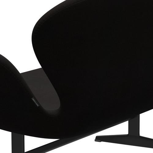 Fritz Hansen Swan Sofa 2 Seater, Black Lacquered/Divina Dark Brown (384)