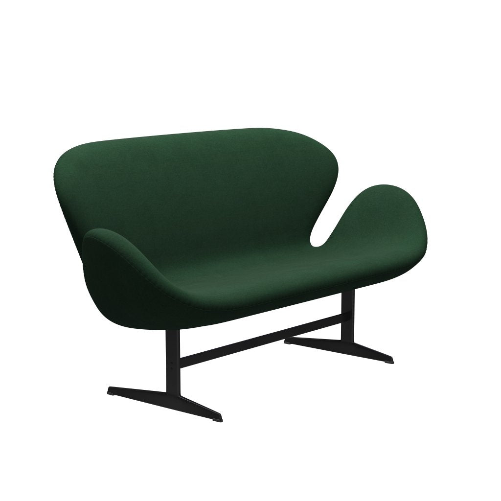 Fritz Hansen Swan Sofa 2 osobę, czarny lakier/Divina Dark Green (876)