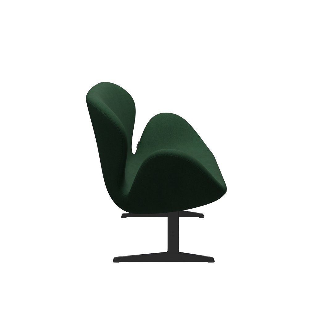 Fritz Hansen Swan Sofa 2 osobę, czarny lakier/Divina Dark Green (876)