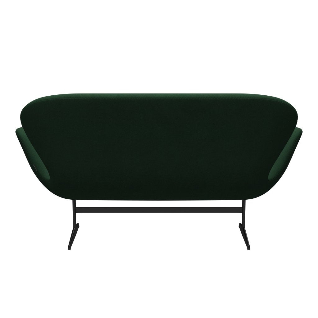 Fritz Hansen Swan Sofa 2 osobę, czarny lakier/Divina Dark Green (876)