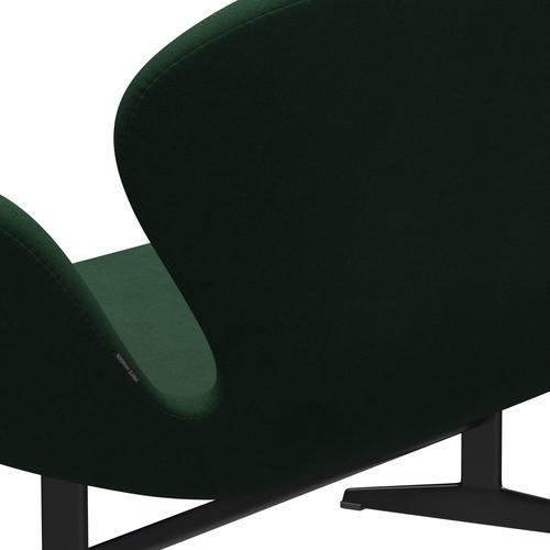 Fritz Hansen Swan Sofa 2 osobę, czarny lakier/Divina Dark Green (876)