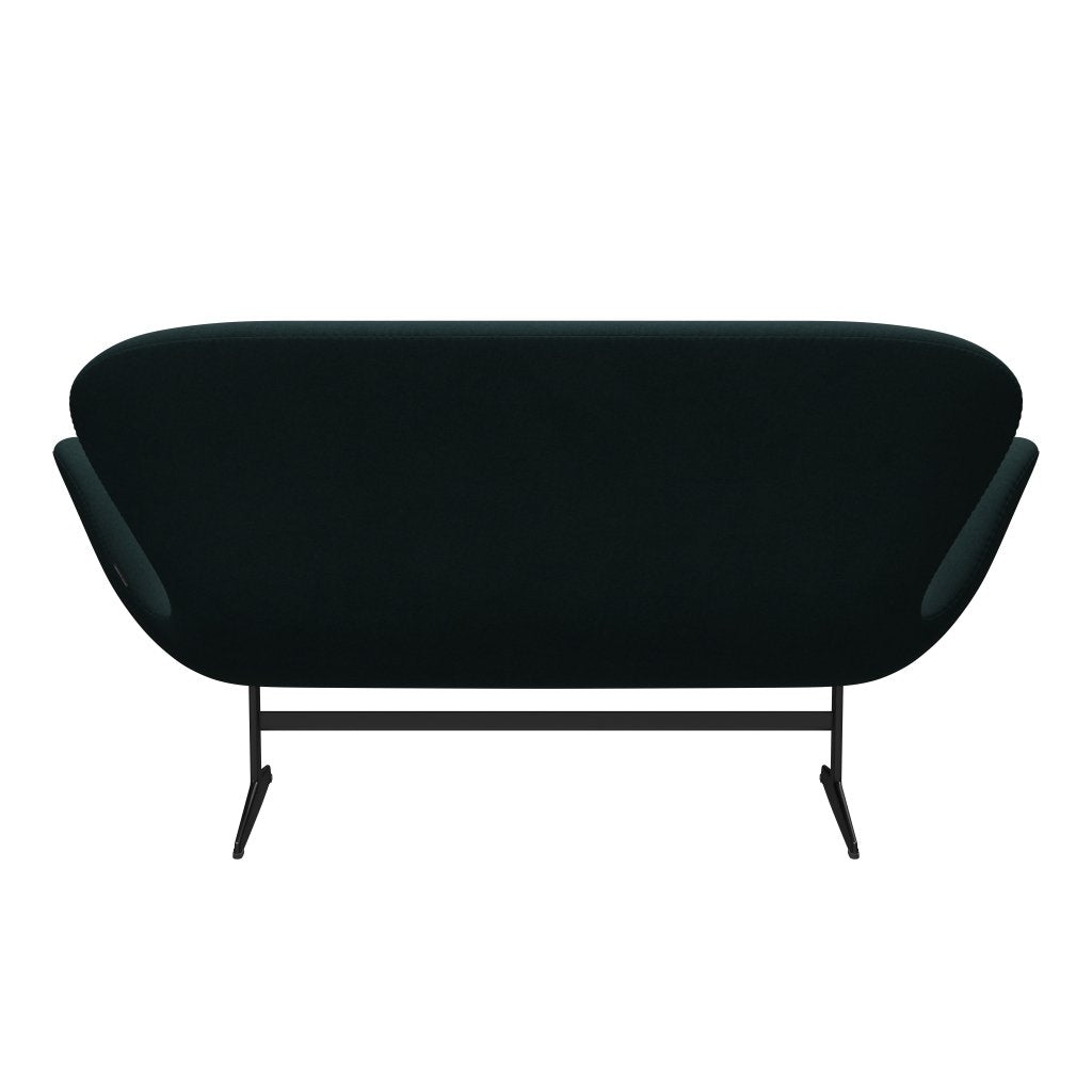 Fritz Hansen Swan Sofa 2 Seater, Black Lacquered/Divina Dark Green (886)