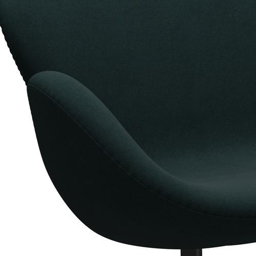 Fritz Hansen Swan Sofa 2 osobę, czarny lakier/Divina Dark Green (886)