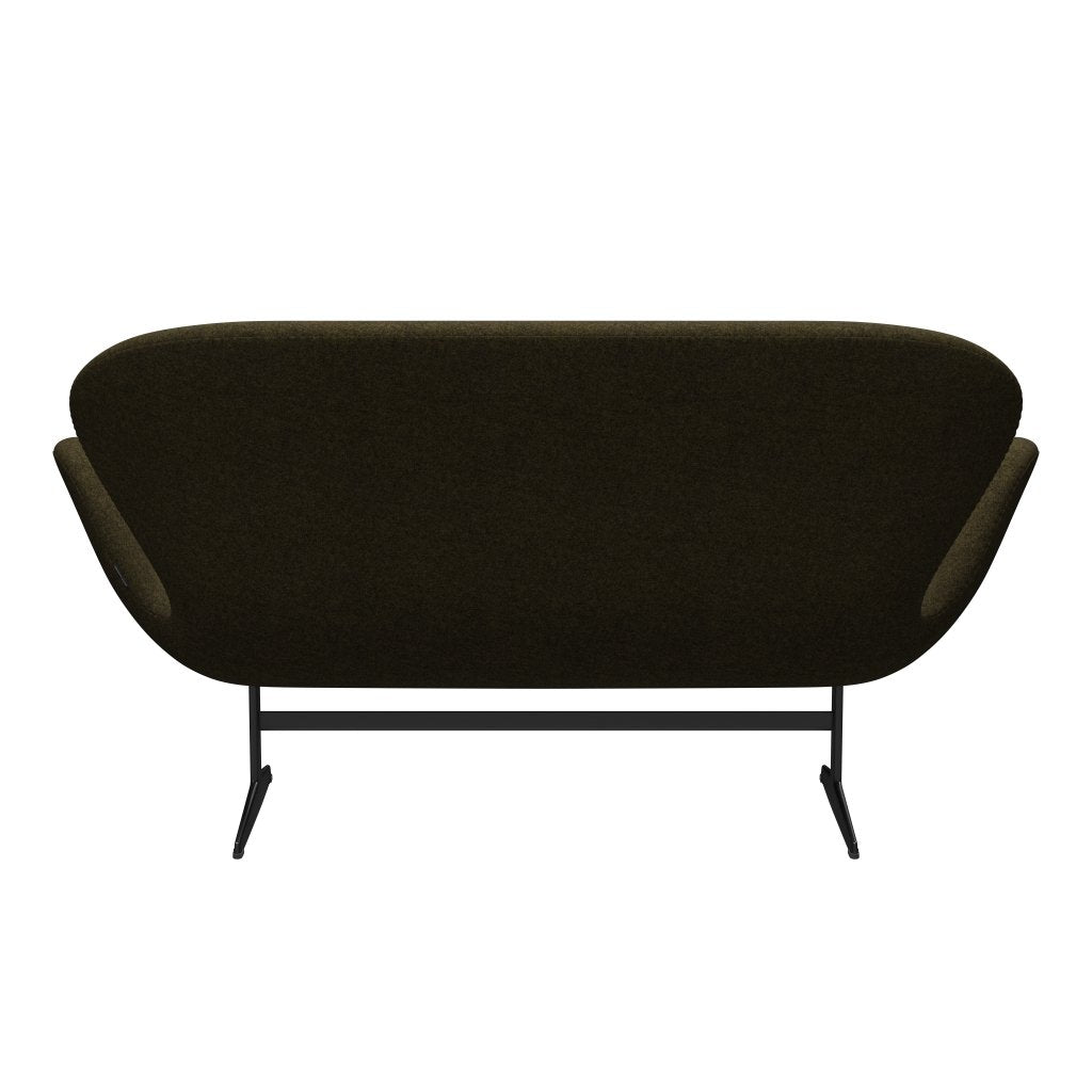 [product_category]-Fritz Hansen Swan Sofa 2 Seater, Black Lacquered/Divina Melange Dusty Olive-Fritz Hansen-3321-DIM467-BLLA-FRI-4