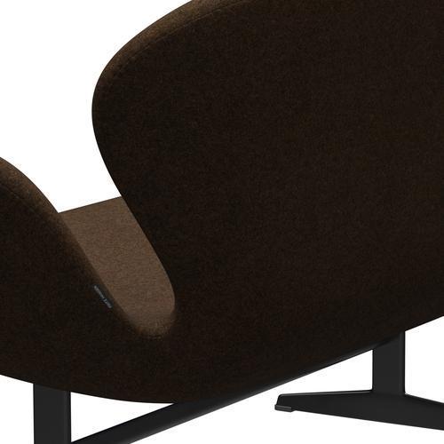 [product_category]-Fritz Hansen Swan Sofa 2 Seater, Black Lacquered/Divina Melange Warm Brown-Fritz Hansen-3321-DIM367-BLLA-FRI-5